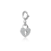 18k Gold Heart Shape Lock Diamond Charms - Genevieve Collection