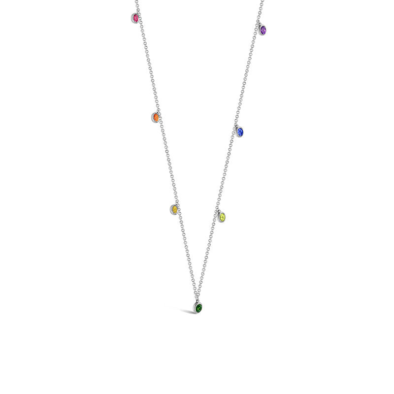 18k Gold Raindow Color Gemstone Necklace / Choker - Genevieve Collection