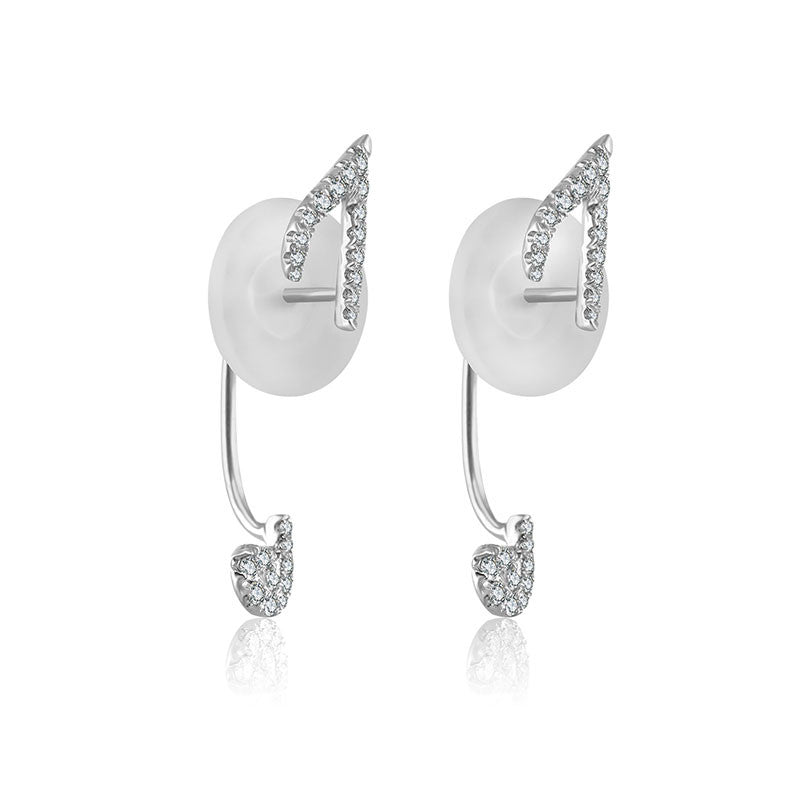 18k Gold Eighth note Shape Diamond Earring - Genevieve Collection