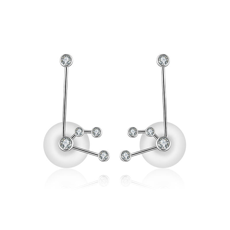 Aquarius Zodiac Constellation Earring 18k Gold & Diamond - Genevieve Collection