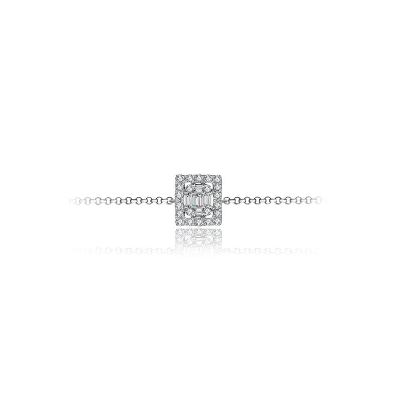 18k Gold Square-Shaped Adjustable Diamond Bracelet - Genevieve Collection