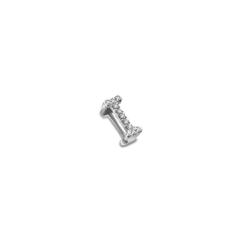 18k Gold Initial Letter "I" Diamond Pandent + Necklace - Genevieve Collection