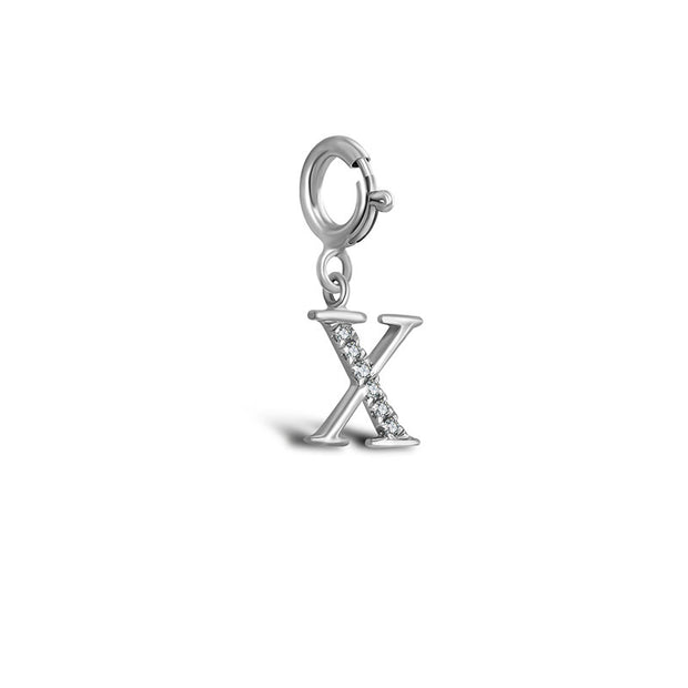 18k Gold Letter "X" Diamond Charms - Genevieve Collection
