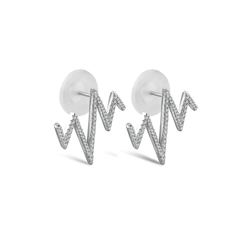 18k Gold Heartbeat Diamond Earring - Genevieve Collection