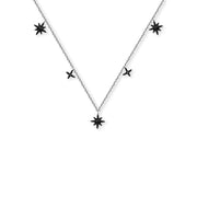 18k Gold Star Shape Black Diamond Necklace / Choker - Genevieve Collection