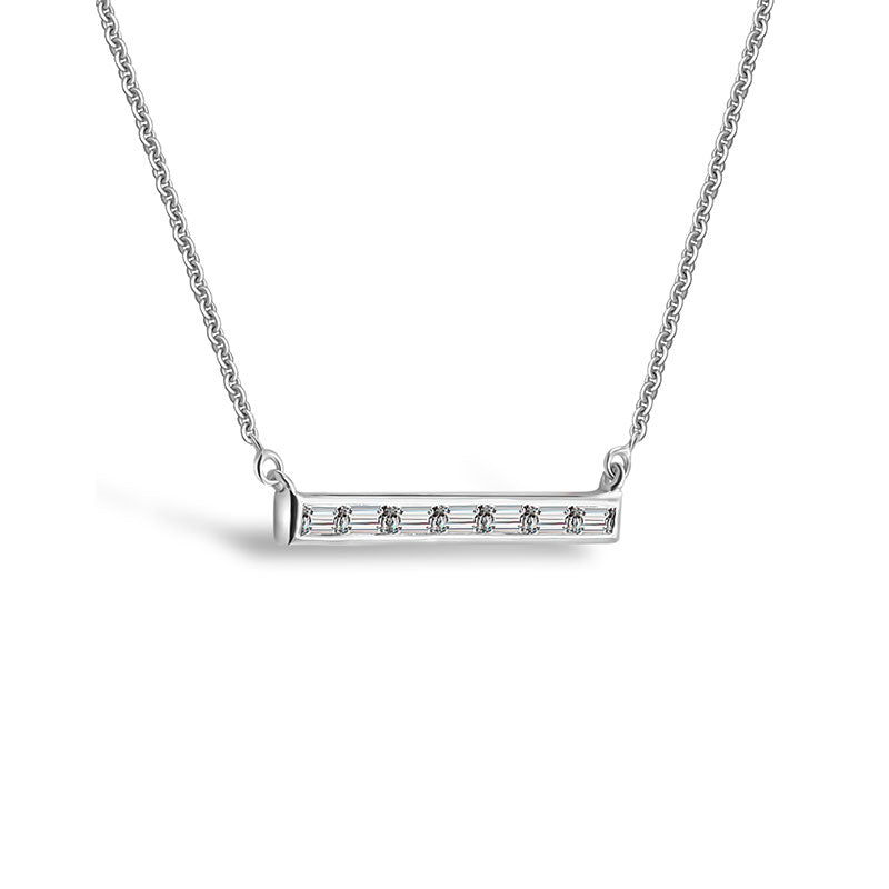 18k Gold Line Shape with Rectangle Diamond Necklace - Genevieve Collection