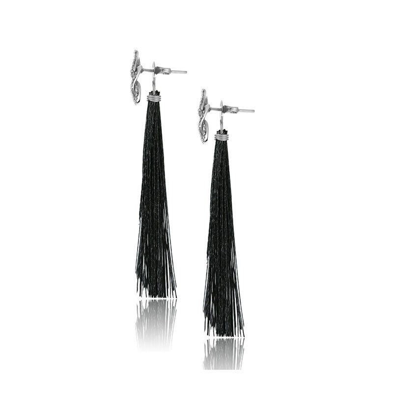 18k Gold Chain Shape Tassel Diamond Earring - Genevieve Collection