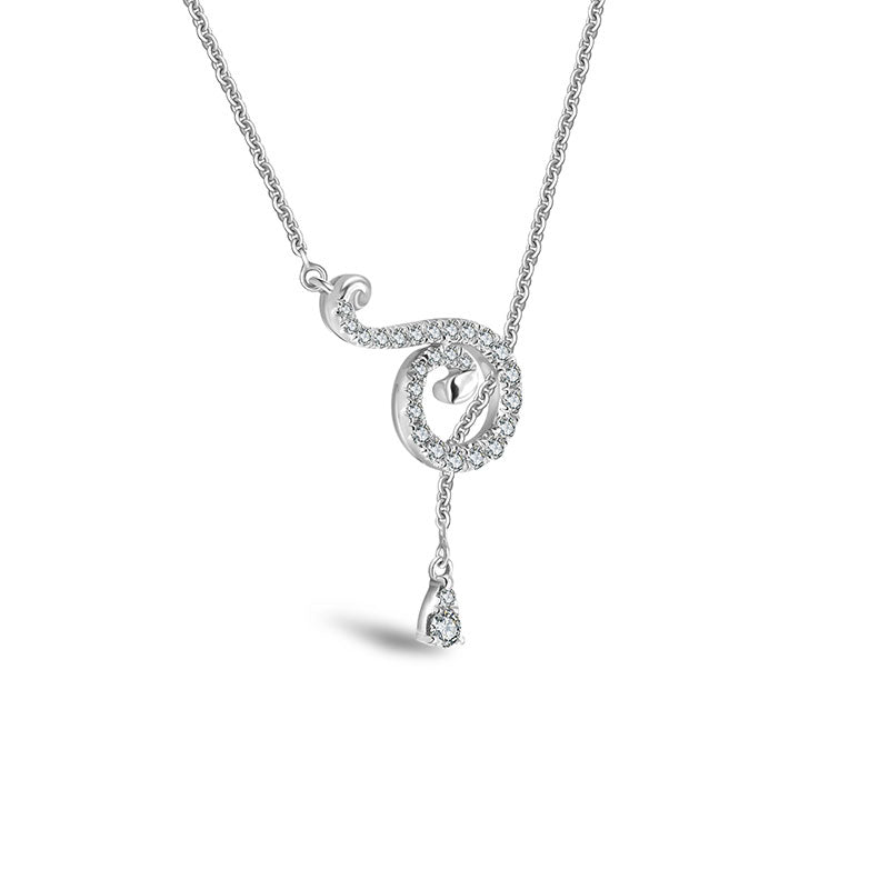 18k Gold Curve Shape Adjustable Diamond Necklace - Genevieve Collection