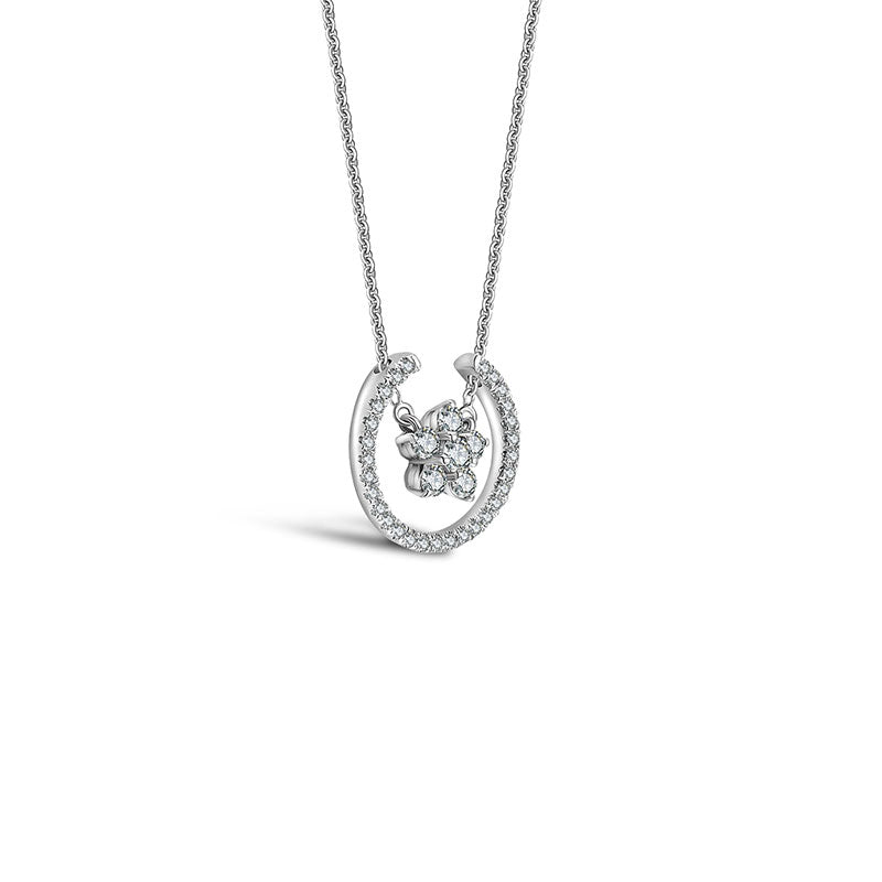 18k Gold Flower Shape Diamond Necklace - Genevieve Collection