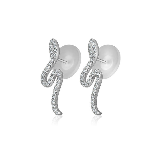 18k Gold Snake Shape Diamond Earring - Genevieve Collection