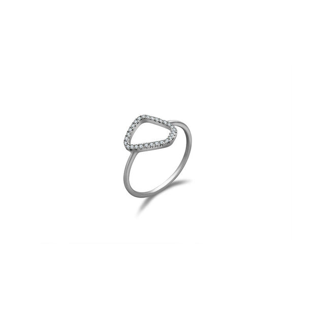 18k Gold Hollow Stone Shape Diamond Ring - Genevieve Collection