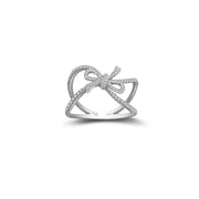 18k Gold Curved Ribbon Diamond Ring - Genevieve Collection