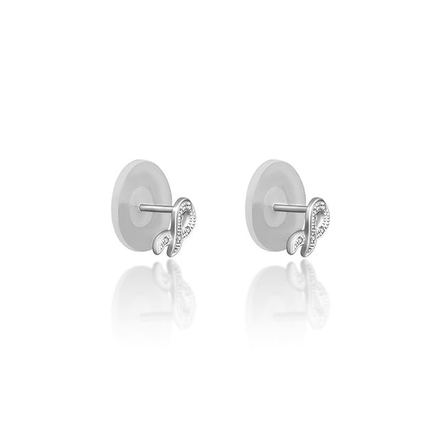 18k Gold Ribbon Stud Diamond Earring - Genevieve Collection