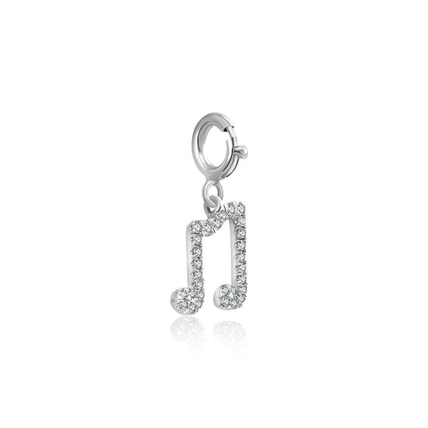 18k Gold Double Eighth Note Sign Diamond Charms - Genevieve Collection
