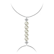 18k Gold Star Shape with Line Pearl 2 Way Diamond Bracelet - Genevieve Collection