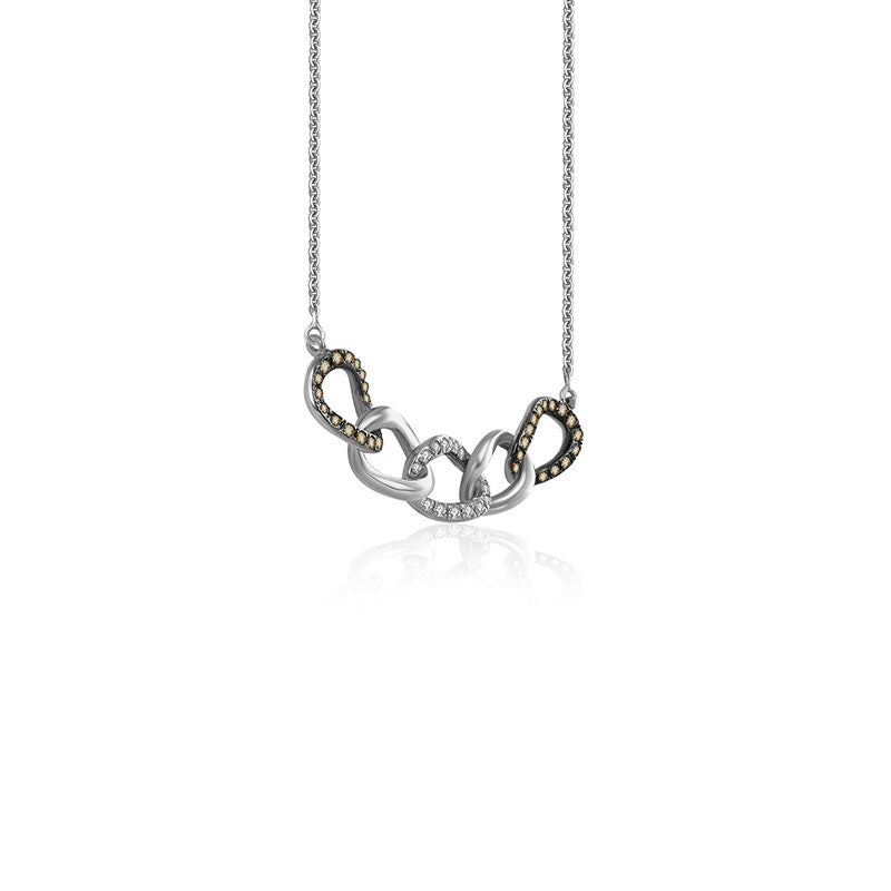 18k Gold Chain Shape Diamond Necklace With Black Plating - Genevieve Collection