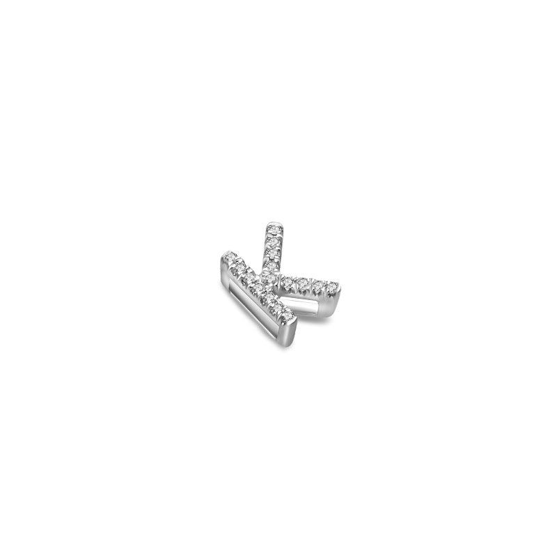 18k Gold Initial Letter "K" Diamond Pendant - Genevieve Collection