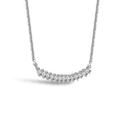 18k Gold Curve Line with Rectangle Diamond Necklace - Genevieve Collection