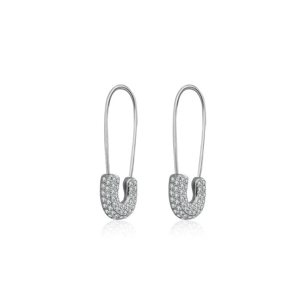 18k Gold Pin Shape Diamond Earring - Genevieve Collection