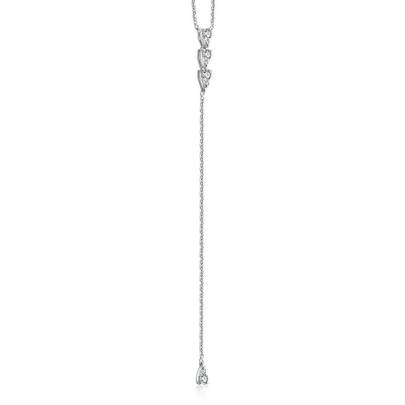 18k Gold Triple Drop Shape Dangling Diamond Necklace - Genevieve Collection