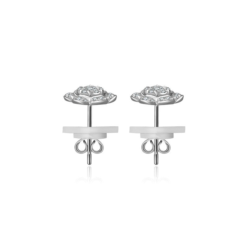 18k Gold Flower Shape Diamond Earring - Genevieve Collection