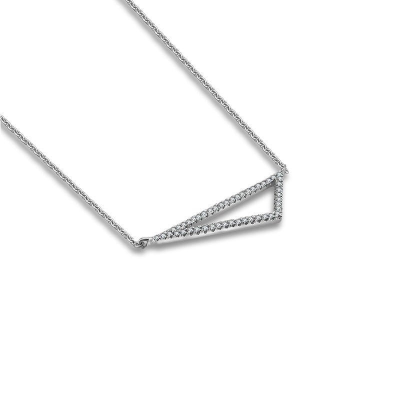 18k Gold Hollow Triangle Diamond Necklace - Genevieve Collection