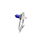 18k Gold Lapis And Quartz Diamond Ring - Genevieve Collection