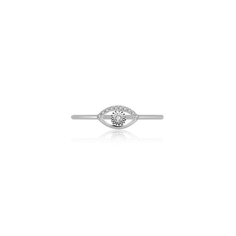 18k Gold Eye Shape Diamond Ring - Genevieve Collection