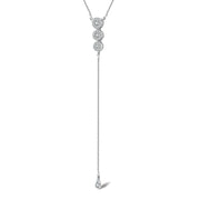 18k Gold Triple Round Shape Dangling Diamond Necklace - Genevieve Collection