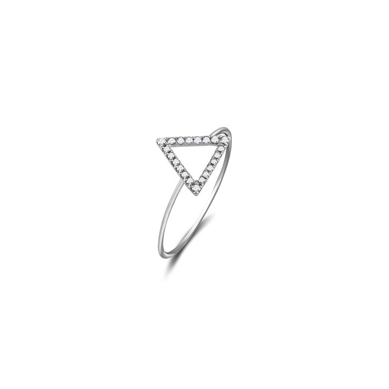 18k Gold Hollow Triangle Pave Diamond Ring - Genevieve Collection