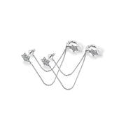 18k Gold Star Shape with Chain Diamond Ear Cuff & Earring - Genevieve Collection