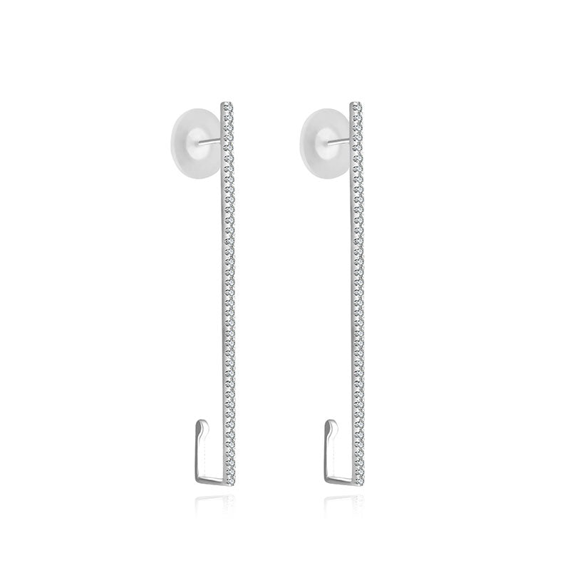 18k Gold Long Vertical Line Diamond Ear Cuff - Genevieve Collection