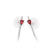 18k Gold Line Diamond Earring with Ruby - Genevieve Collection