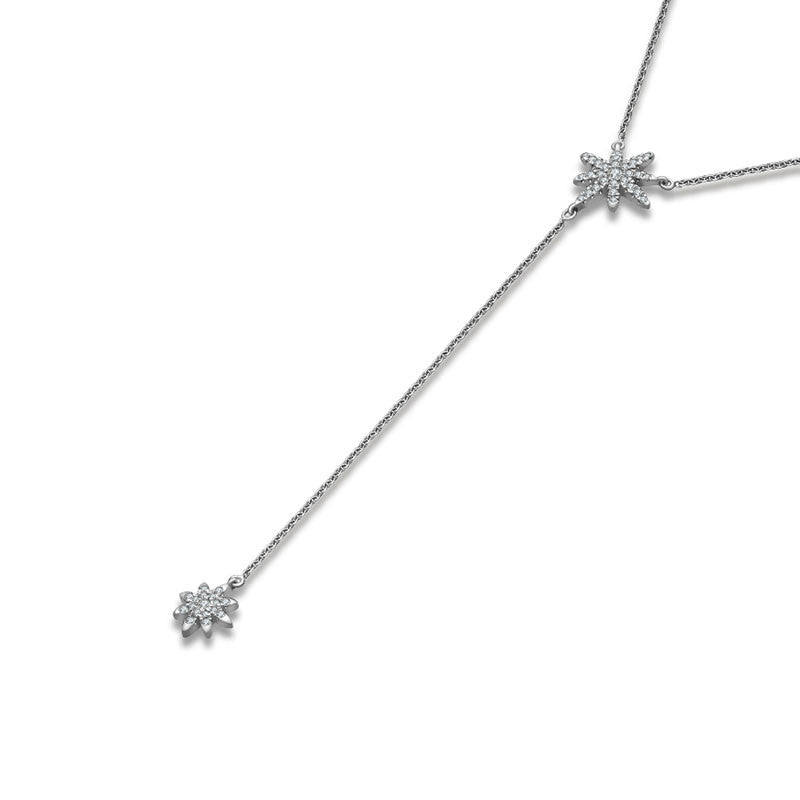 18k Gold Star Dangling Diamond Necklace - Genevieve Collection