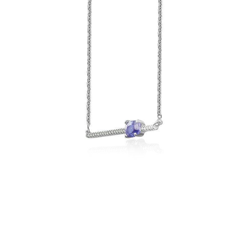18k Gold Line Diamond Necklace with Sapphire - Genevieve Collection