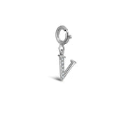 18k Gold Letter "V" Diamond Charms - Genevieve Collection