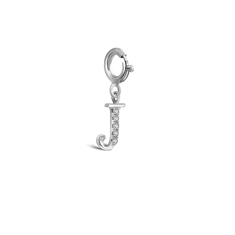 18k Gold Letter "J" Diamond Charms - Genevieve Collection