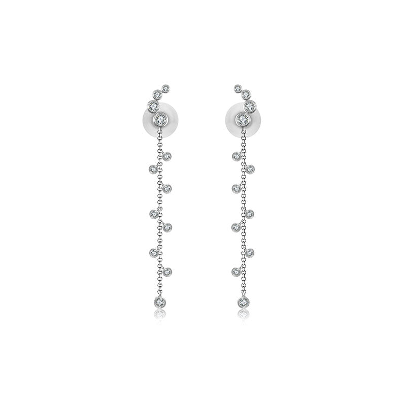 18k Gold Round Pattern Dangle Diamond Earring - Genevieve Collection