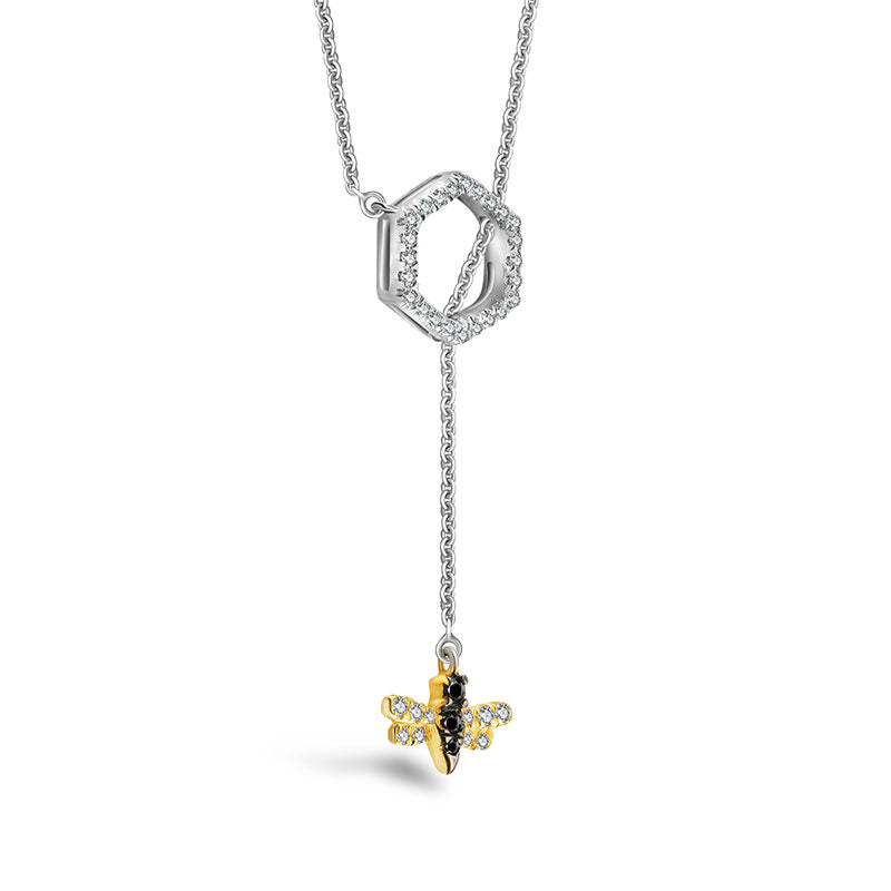 18k Gold Bee Shape Adjustable Diamond Necklace - Genevieve Collection