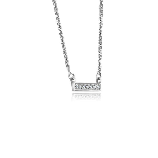 18k Gold Mini Rectangle Diamond Necklace - Genevieve Collection