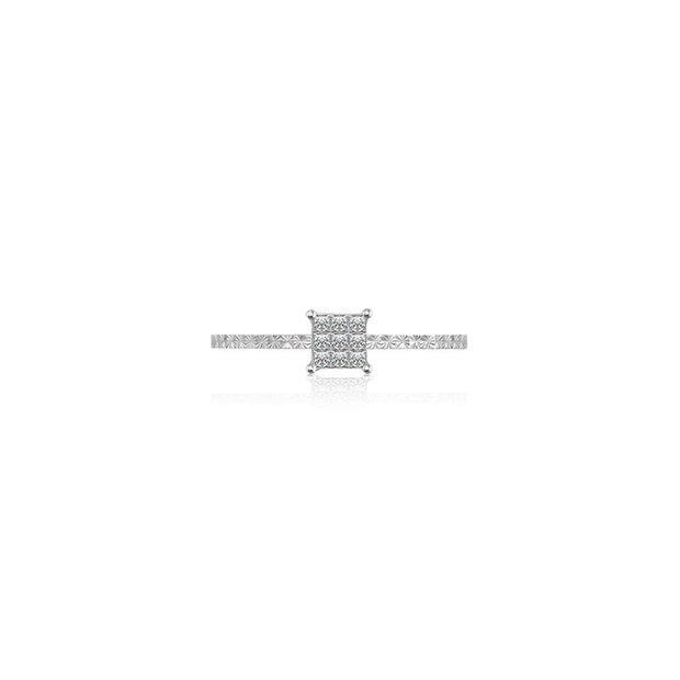 18k Gold Square Shape Diamond Ring - Genevieve Collection