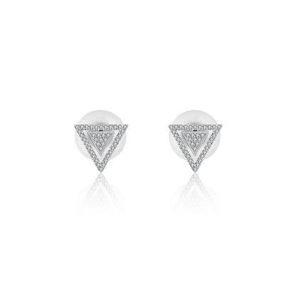18k Gold 2 way Triangle Shape Diamond Earring - Genevieve Collection