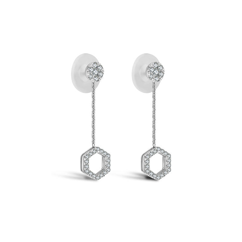 18k Gold 2 ways Hexagonal Diamond Earring - Genevieve Collection