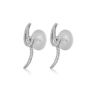 18k Gold Script Letter "I" Diamond Earring - Genevieve Collection