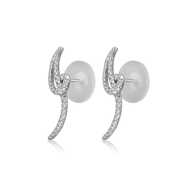 18k Gold Script Letter "I" Diamond Earring - Genevieve Collection