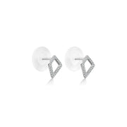 18k Gold Hollow Geometry Diamond Earring - Genevieve Collection