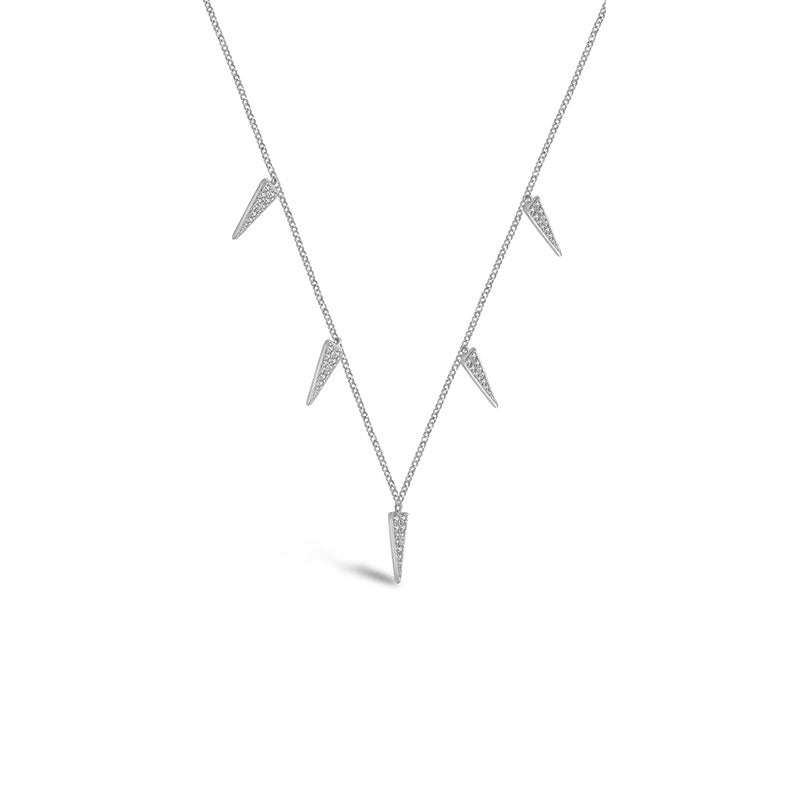 18k Gold Pointed Triangle Shape Diamond Necklace / Choker - Genevieve Collection