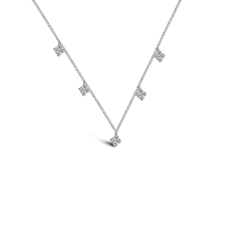 18k Gold Rhombus Shape Diamond Necklace / Choker - Genevieve Collection