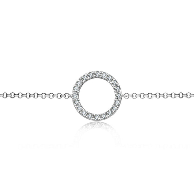 18k Gold Round Shape Diamond Bracelet with Gray Tassel - Genevieve Collection