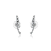 18k Gold Marquise Pattern Half Hoop Diamond Earring - Genevieve Collection